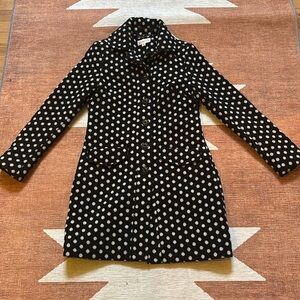 Small black and white polka dot Merona wool coat